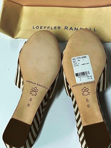 New! LOEFFLER RANDALL Amber/Natural Canvas Mules Sandals Heels US6/UK3/EU36 - Picture 7 of 8