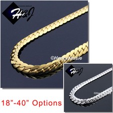 18-40"MEN Stainless Steel 4mm Silver/Gold Plated Miami Cuban Curb Necklace N155