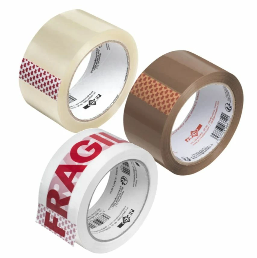 Packing Tape Dispenser Box Parcel Packaging Brown Clear Fragile Printed 72 Rolls