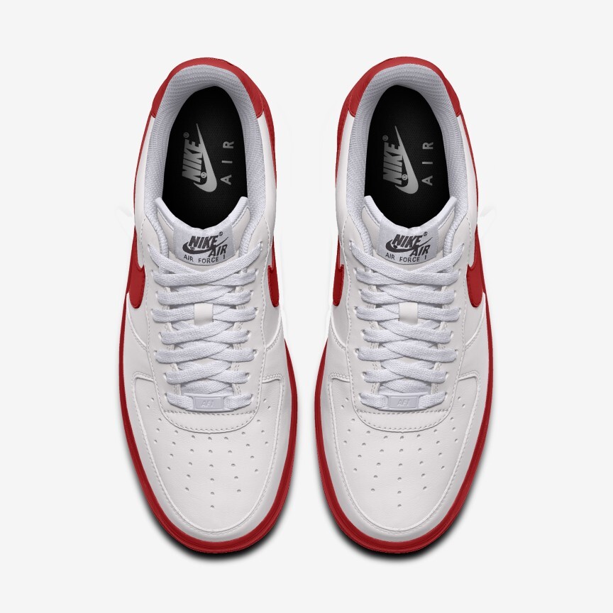 white air force ones red swoosh