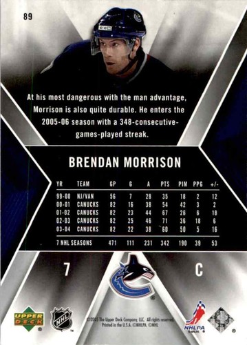 2005-06 Upper Deck SPx Brendan Morrison #89 - Picture 2 of 2