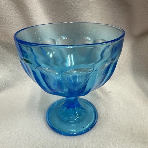 Vintage US Glass Co Aunt Polly Blue Footed Sherbert Dessert Dish Depression EUC