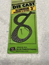 Hy-Ko 3" House Number 8 Black 3-D Die-Cast Aluminum with Nails DC-3