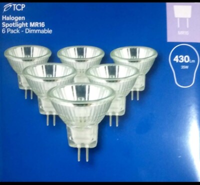 6 * Leuchtmittel TCP Halogenstrahler MR16 dimmbar Leuchtmittel 6er Pack , 430 lm 35W
