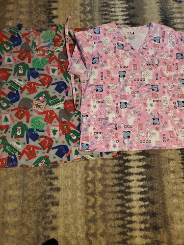 Lot Of 4 WOMEN SCRUB TOP XL PRE-OWNED VARIOUS BRANDS - Picture 4 of 9