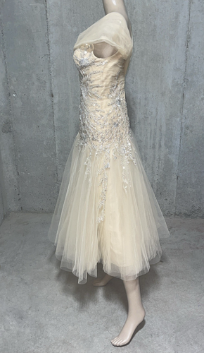 New NWT Tarik Ediz Sequin Embroidered Tulle Midi Gown Dress IT 44 / TR 40 / US 8 - Picture 6 of 13
