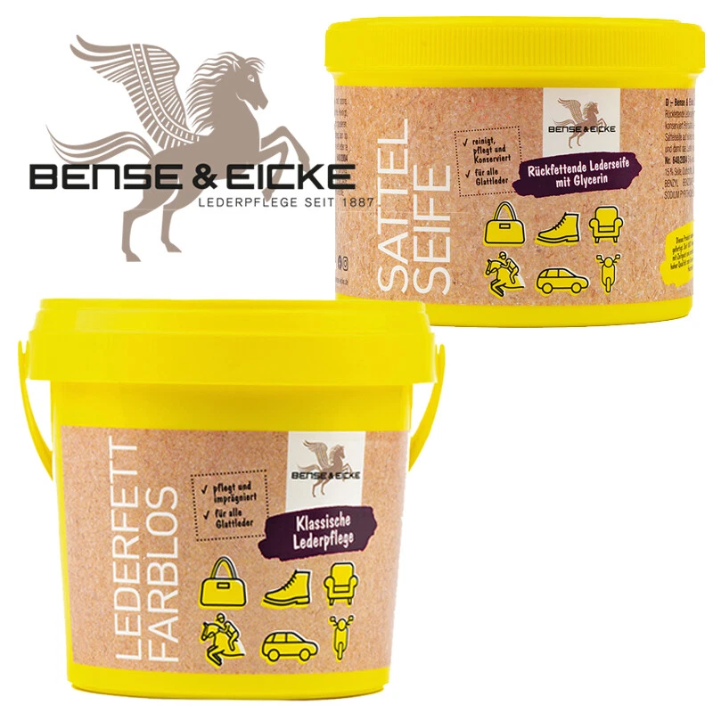 BENSE & EICKE 500 ml Lederfett farblos+500 ml Sattelseife im Set Lederpflege Ledereinigung