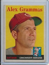 1958 Topps Baseball Card Alex Grammas 3rd Base Cincinnati Redlegs NR MINT # 254