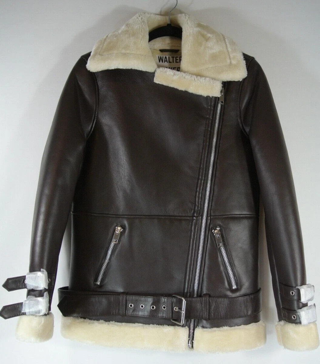 NEW WALTER BAKER Bria Leather Jacket in Chocolate size S C2980
