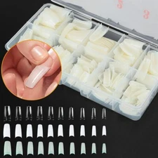 500PCS/ Box Clear Solid Natural French False Acrylic Nail Art Tips UV Gel DIY