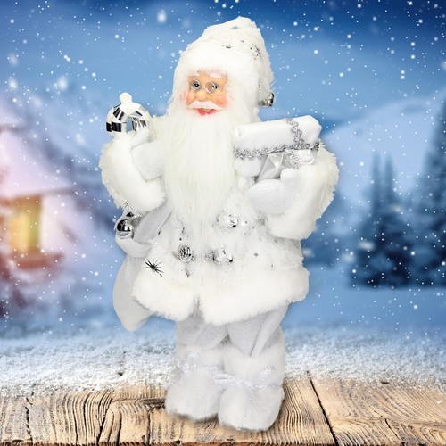 Deko Weihnachtsmann Santa Claus Winterdeko Dekofigur Weihnachtsdeko weiß 37 cm - Bild 8 von 8