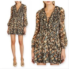 ULLA JOHNSON  Silk Tamara Dress In Night garden, Size 12, New with tag