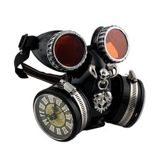 Skulls Masquerade Steampunk Gothic Clock Gas Mask with Goggles Cosplay Unisex