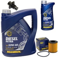MotoröL Set 10W40 6 Liter + ÖLfilter SH 4035 P + Schraube FüR Citroen Peugeot