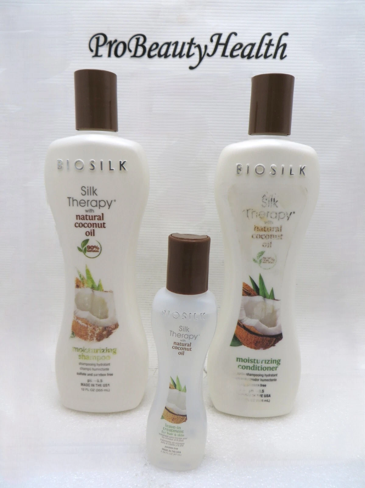 BIOSILK SILK THERAPY CocoNut Oil Moisturizing Shampoo & Conditioner & Serum