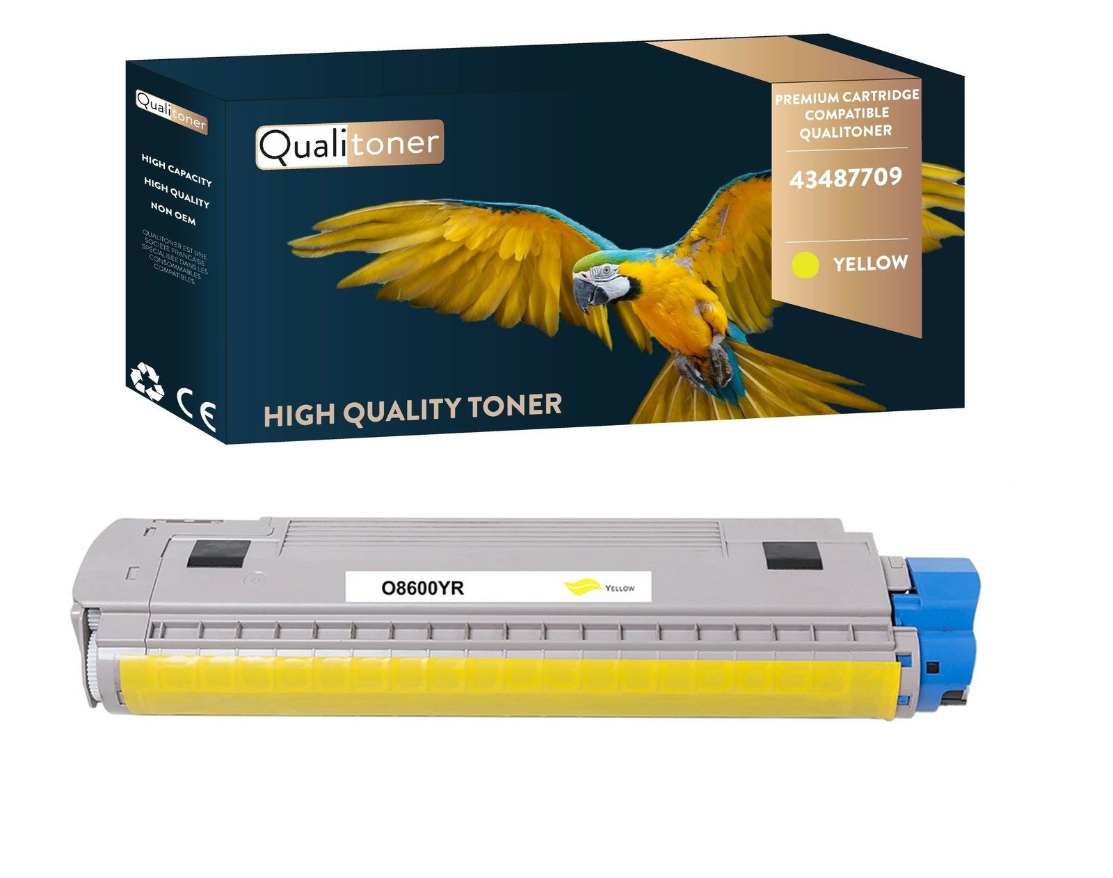 Cartouche Toner 43487709 Jaune QUALITONER Compatible Imprimante Laser OKI