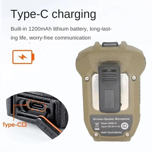 BHM-79 Mikrofon bezprzewodowy Bluetooth do VR-N7500 N75 VR-N76 N65 Walkie Talkie - Zdjęcie 4 z 7