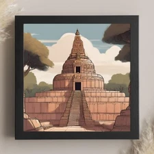 Wall Decor Digital Travel Poster Square Frame Art Sanchi Stupa