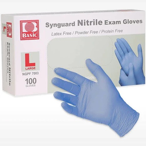 Synguard Nitrile Exam Gloves Powder-Free Blue large (10x 100/Bx) - Picture 2 of 11