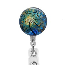 Retractable Badge Reel ID Badge Holder with Abstract Swirls, 575