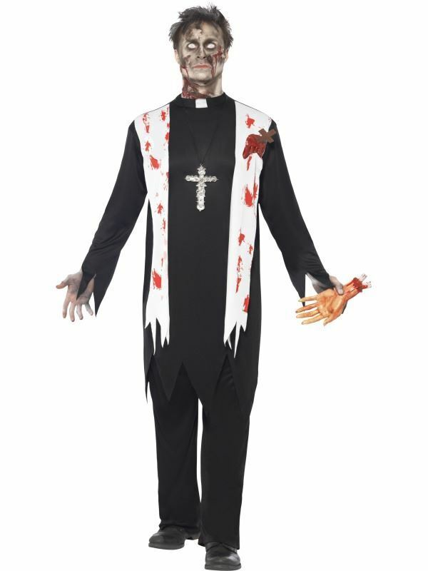 Zombie para Hombre Cura Disfraz Sagrado Horror Gore Halloween Siniestro Uniforme