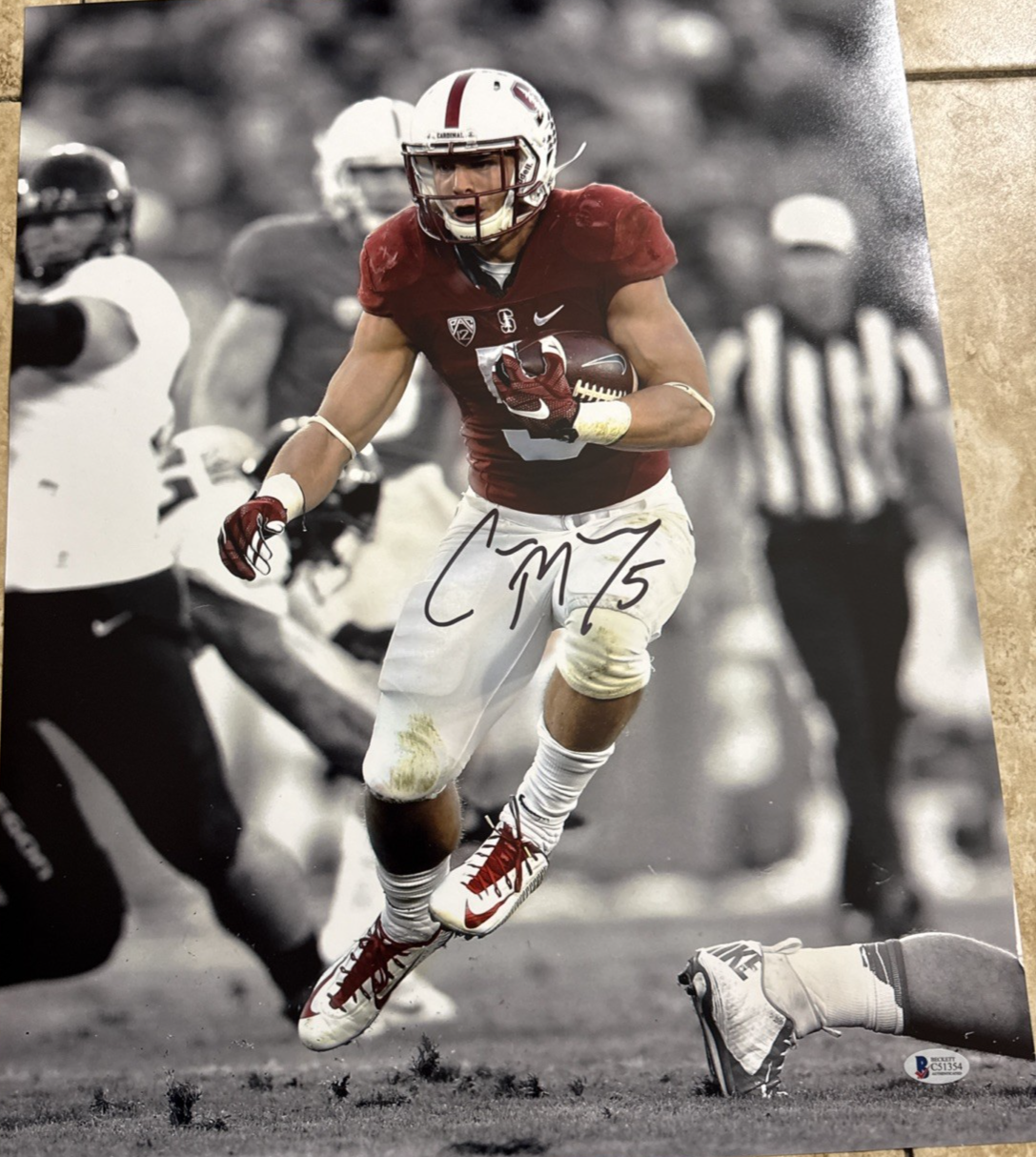 Christian McCaffrey Autographed Signed San Francisco 49ers 16 x 20 PHOTO PICTURE BECKETT COA 