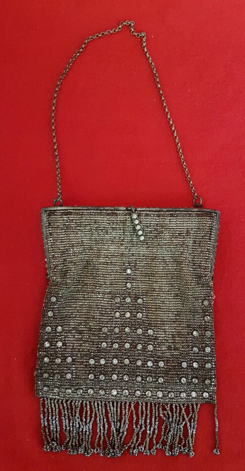 Antique Beaded Purse. Leather Lined Made in France. Great 1930's Look. - Image 4 of 4