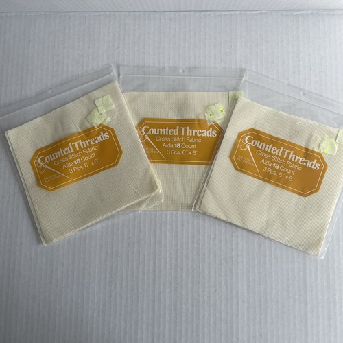 Counted Threads Cross Stitch Fabric Lot of 6 Packs Aida 18 and 22 White Beige - Picture 3 of 4