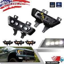 Front Bumper Turn Signal Fog Lights Lamps Kit For Ford F-150 Raptor R 2021-2024