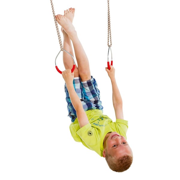 2 StüCk Turnringe Aus Metall Mit Roten Griffen Ringe ZubehöR FüR Spielturm-image