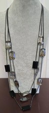 Jaeger Long Glass Square Beaded Necklace