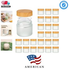 2oz Jars with Lids, Hoa Kinh 24 Pack Frosted Glass Jars with Woodgrain Lids ...