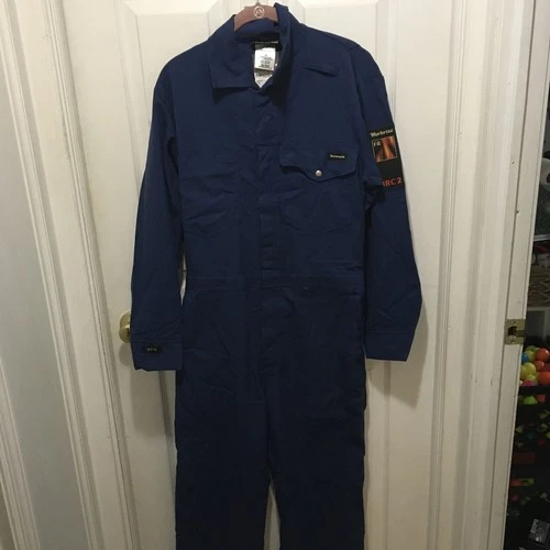 Workrite Brand FR Fire Flame Resistant Coveralls Indura Navy Blue 38-R NWT video thumbnail