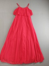 ASOS Women Dress 6 Red Off Shoulder Pleated Maxi Spaghetti Strap Elegant Fit