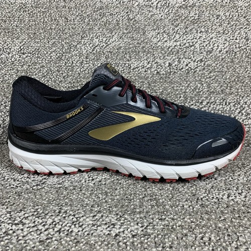 Brooks Adrenaline GTS 18 Herren Größe 11 D Laufschuhe Schwarz Gold Rot Sneaker