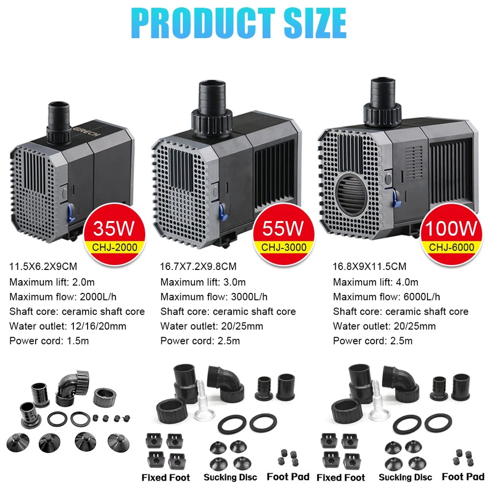 Submersible Aqua Aquarium Fountain Pond Marine Water Pump Fish Tank - image 2 of 4