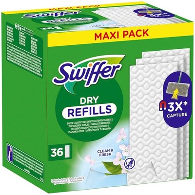 Swiffer DRY REFILLS Bodentücher, 36 St. Clean & Fresh staubbindend weiß