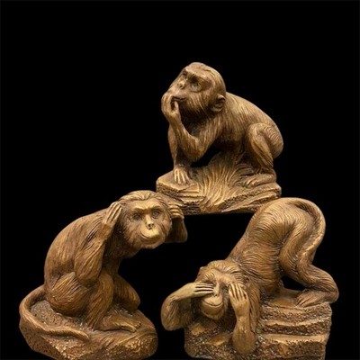 Three Wise Monkeys See Hear Speak No Evil Composite Figures Complete Set 3 Piece