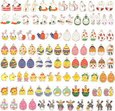 110Pcs 55 Pairs Easter Charms Gold Enamel Charm for Jewelry Making Easter Egg Bu