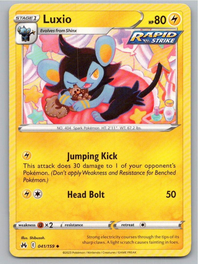 2023 POKEMON CROWN ZENITH LUXIO 041/159 UC NM A97615 FREE S&H