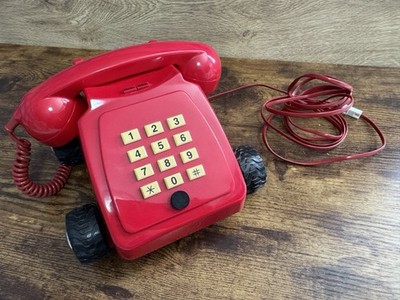 Vintage Direct Line rotes Telefon auf Rollen 80 s/90 s Retro Neuheit Festnetz