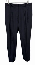 Brooks Brothers Red Fleece Pants Womens Navy Wool Blend Pleated Dress Career 10