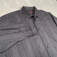 Visconti Black Shirt 2XB Black All Over Print Button Up Long Sleeve Casual