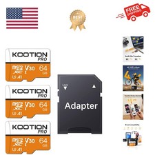 64GB Micro SD Card 3 Pack, U3 High-Speed microSDXC Memory Card, A1, V30 TF Fl...