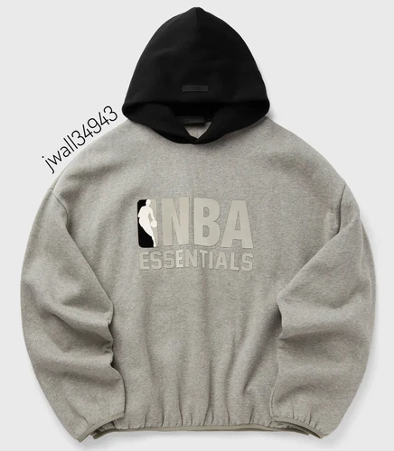 Felpa con cappuccio Fear of God NBA x ESSENTIALS pullover grigio NUOVO