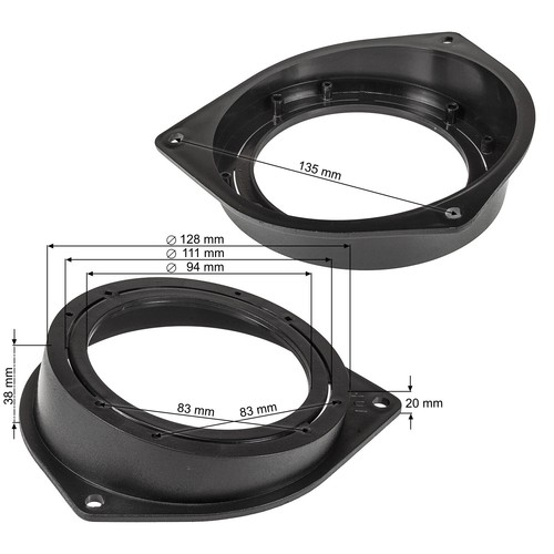 Anillos de altavoz adecuados para Opel Astra H Corsa D Fiat Grande Punto 100/... - Imagen 2 de 2