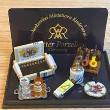 Reutter Porcelain - Dollhouse Miniature Gentleman's Pipe Smoking Set