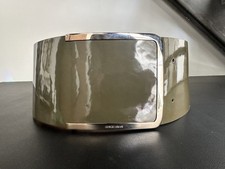 Cintura vintage Y2K collezione Giorgio Armani ampia minimalista grigio-verde vernice