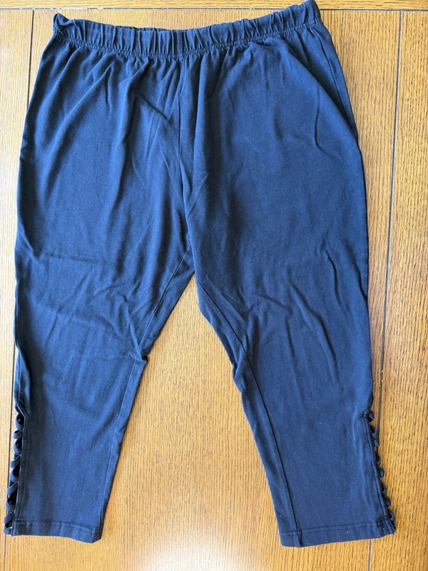 Roamans Women's 1X Black Cropped Leggings Plus Size Solid Elastic Waist