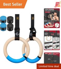 Wooden Gymnastic Rings with Adjustable Straps Outdoor Indoor Workout Equipment